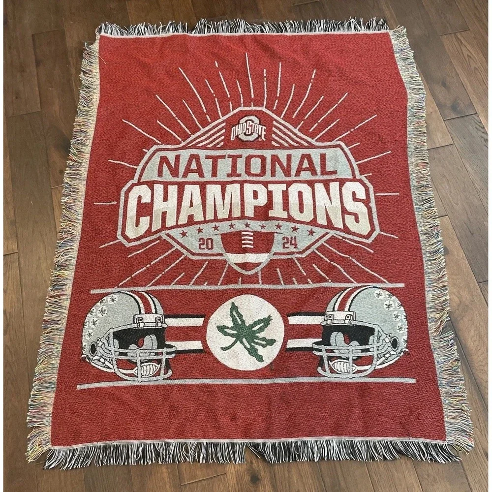Vtg The Northwest Company‎ Ohio Buckeyes Woven Throw Tapestry Football 55x40